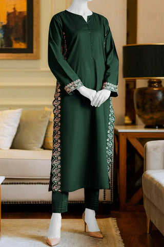 Picture of Summer '24 - Bottle Green Embroidered Suit - Available at Raja Sahib