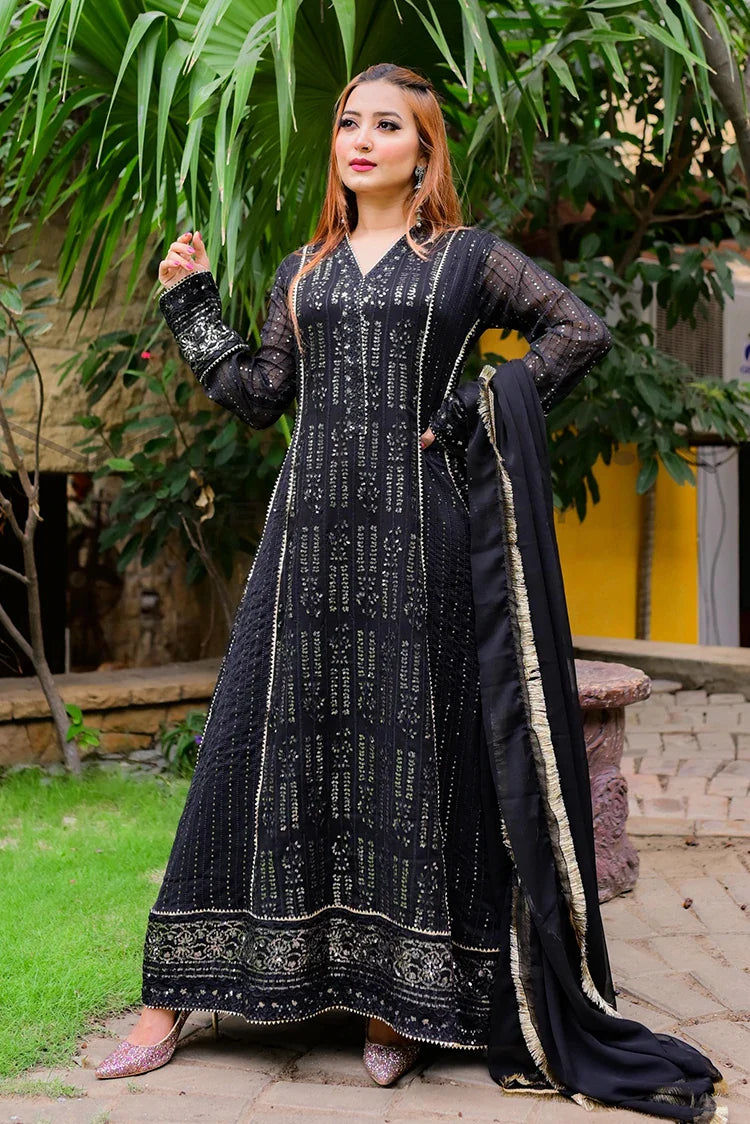 Picture of Manahils - Safiyya RTW Collection - Black-Cedar-117 - Available at Raja Sahib