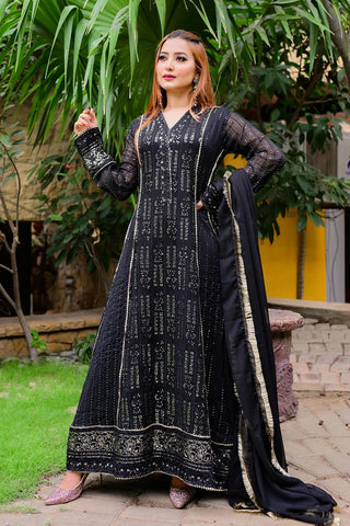 Picture of Manahils - Safiyya RTW Collection - Black-Cedar-117 - Available at Raja Sahib