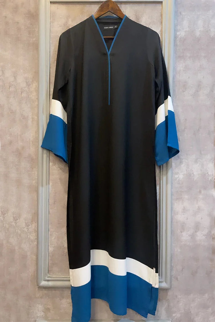 Picture of Manahils - Black Teal Shirt - 1 Pc - Available at Raja Sahib