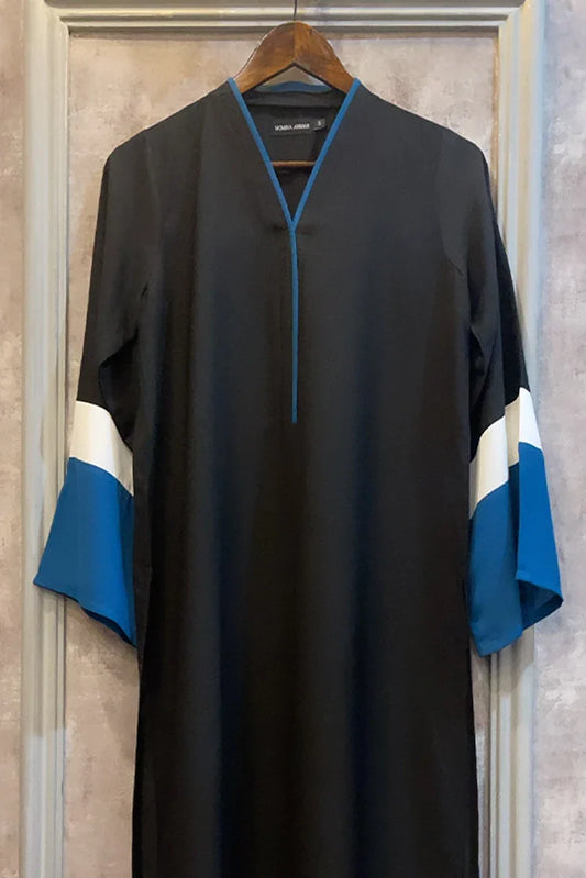 Picture of Manahils - Black Teal Shirt - 1 Pc - Available at Raja Sahib