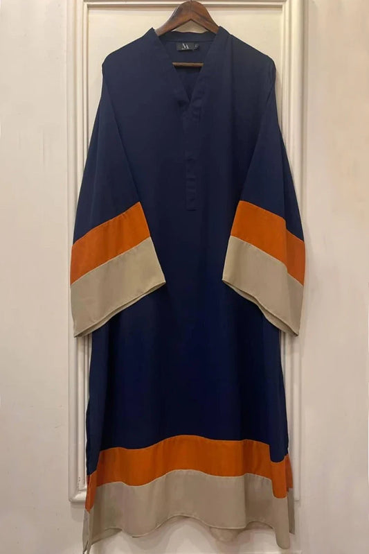 Picture of Manahils - Blue Shirt - 1 Pc - Available at Raja Sahib