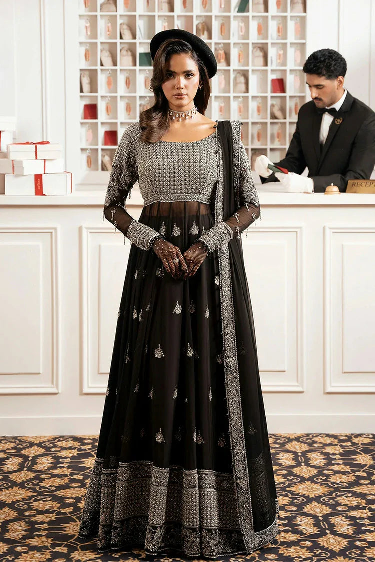 Zarizaa - Check In 5 Series Chiffon Collection - 2B-Cloak - Unstitched