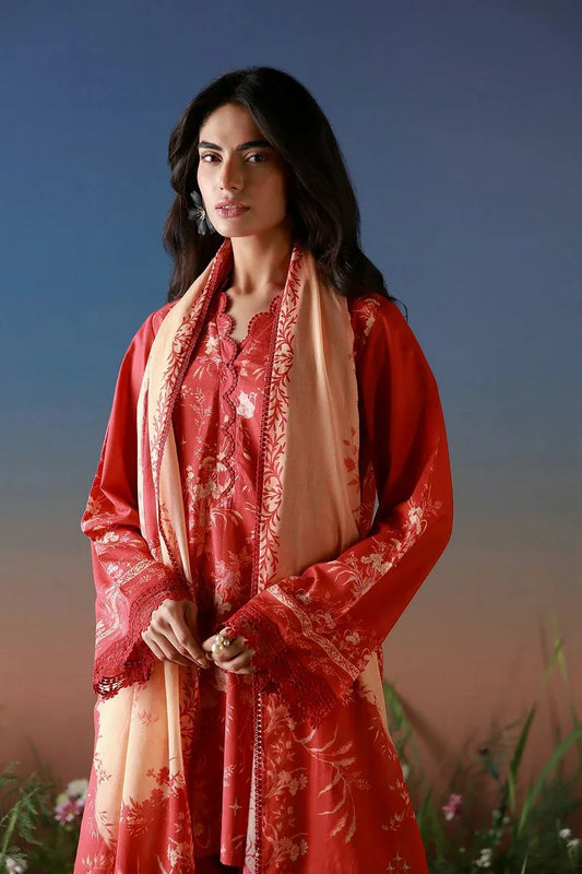 Sahar - Mirha Printed Lawn Collection - SS1-26-11-Crimson Heirloom - Unstitched