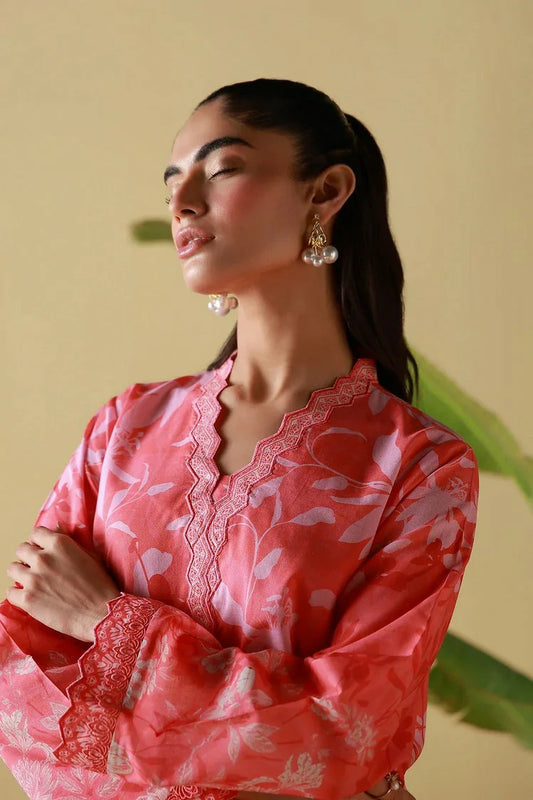 Sahar - Mirha Printed Lawn Collection - SS1-26-28-Coral Peony - Unstitched