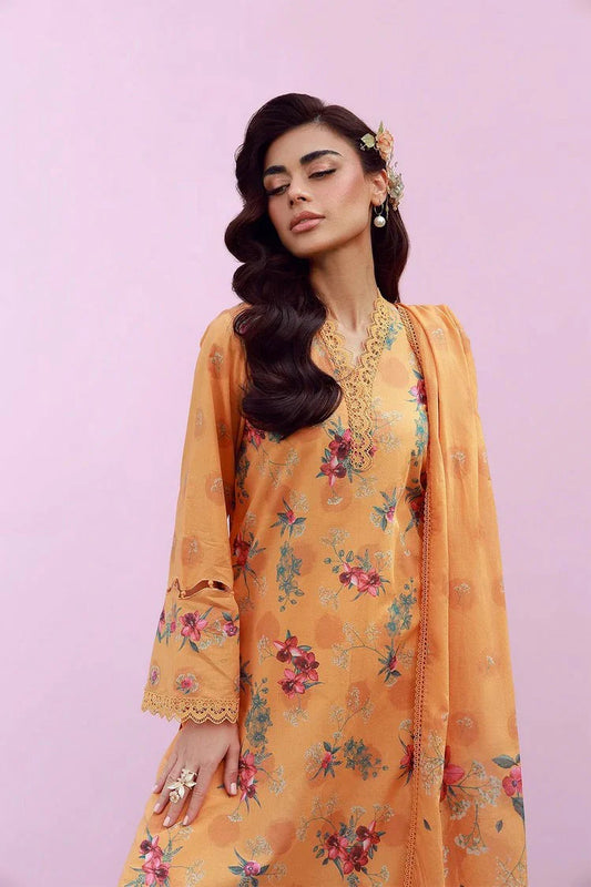 Sahar - Mirha Printed Lawn Collection - SS1-26-07-Marigold Mist - Unstitched
