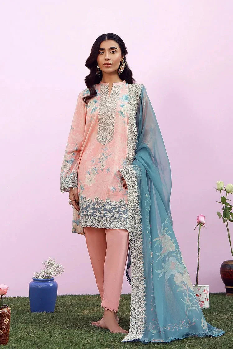 Sahar - Mirha Embroidered Printed Lawn Collection - SS1-26-39-Blush Azure - Unstitched