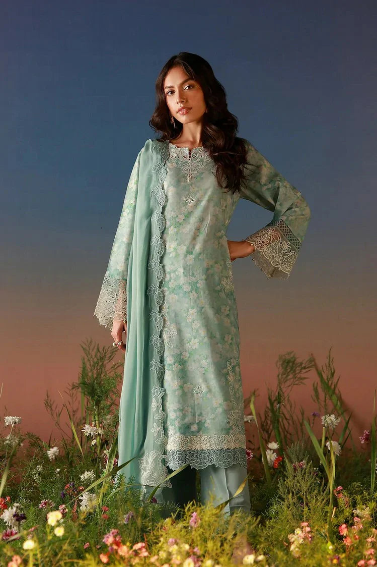 Sahar - Mirha Embroidered Printed Lawn Collection - SS1-26-41-Pale Azure - Unstitched