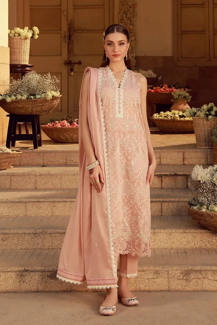 Sahar - Festive Chikankari Edit - CK-26-V2-01-Peach Blosoom Muse - Unstitched