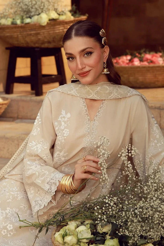 Sahar - Festive Chikankari Edit - CK-26-V2-04-Ivory Mirage - Unstitched