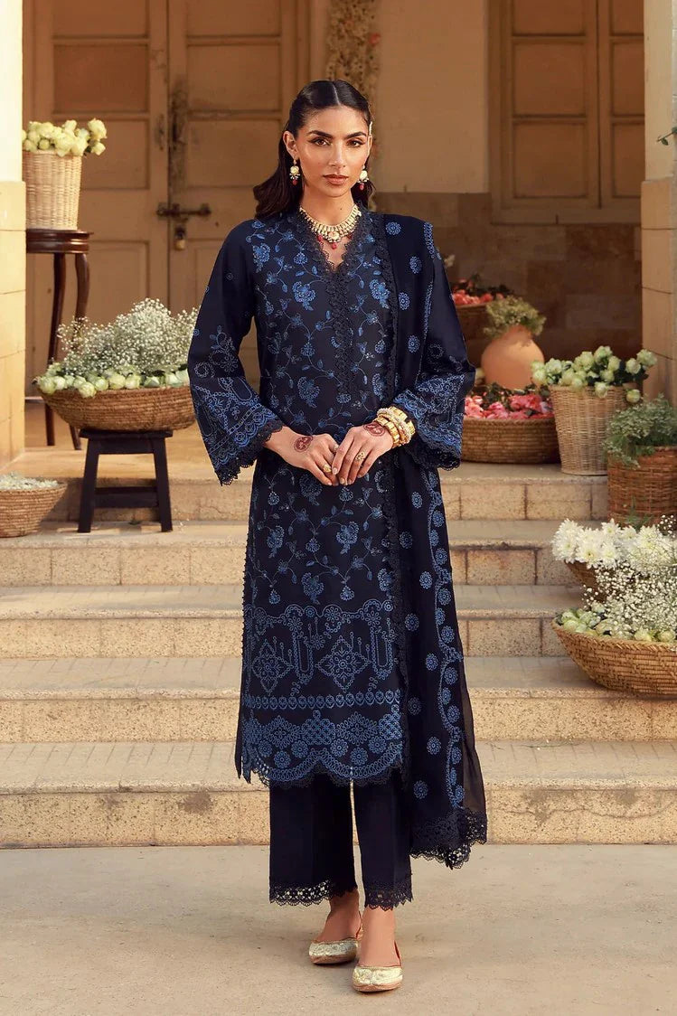 Sahar - Festive Chikankari Edit - CK-26-V2-07-Nocturne Indigo - Unstitched