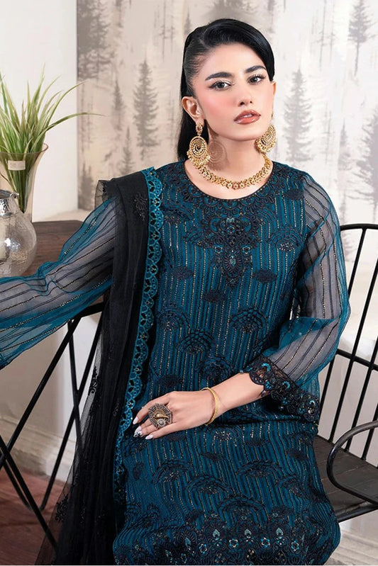 Azu - Zewar Embroidered Organza Collection - 02-Stela - Unstitched