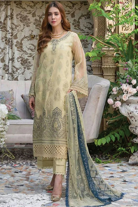 Azu - Navia Embroidered Organza Collection - 05-Aquatic Wave - Unstitched