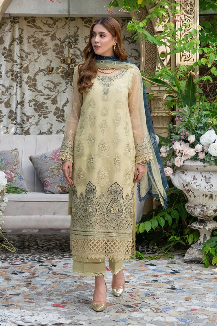 Azu - Navia Embroidered Organza Collection - 05-Aquatic Wave - Unstitched
