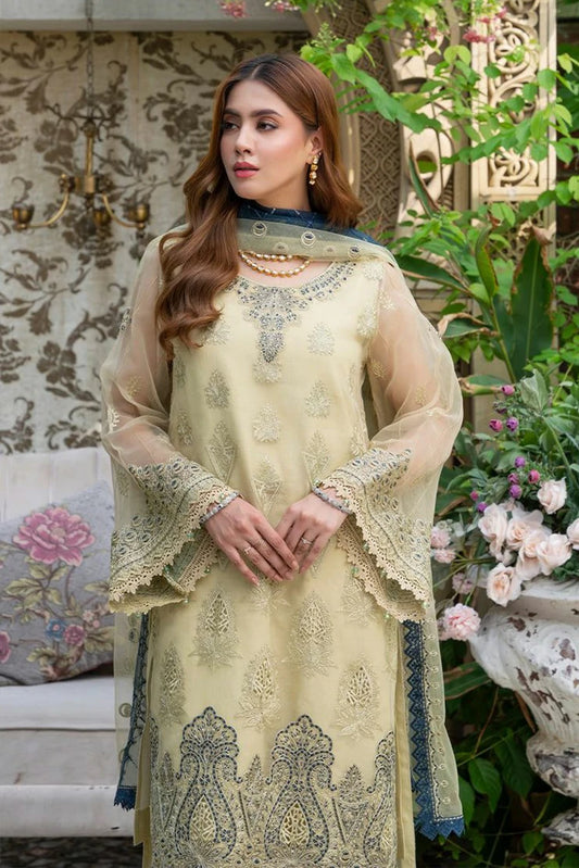 Azu - Navia Embroidered Organza Collection - 05-Aquatic Wave - Unstitched