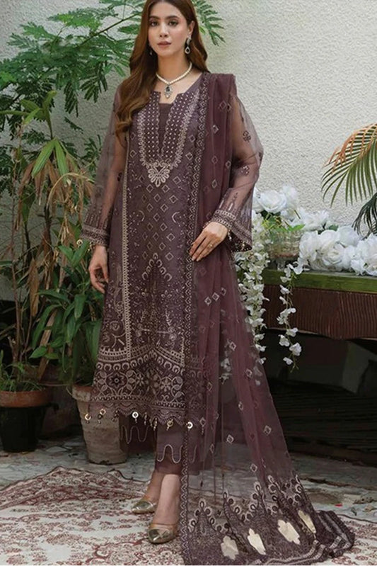 Azu - Navia Embroidered Organza Collection - 06-Retro Chic - Unstitched