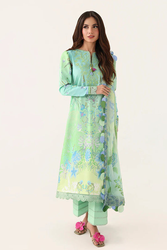 Roheenaz - Rosette Lawn Collection - 1B-Morning Dew - Unstitched