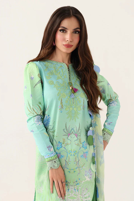 Roheenaz - Rosette Lawn Collection - 1B-Morning Dew - Unstitched