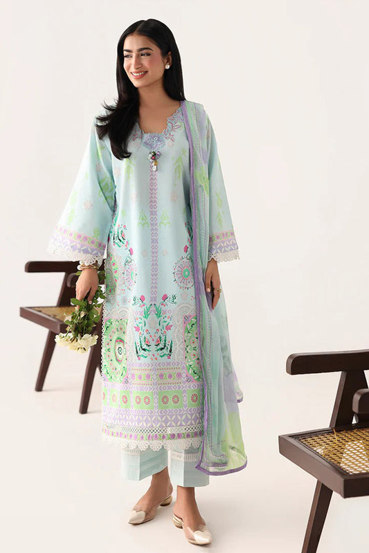 Roheenaz - Rosette Lawn Collection - 3B-Cool Mirage - Unstitched