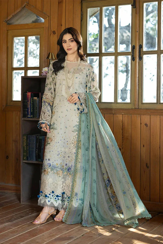 Elaf - Chikankari Prints With Chiffon Dupatta - ERC-1A SAHIL - Unstitched