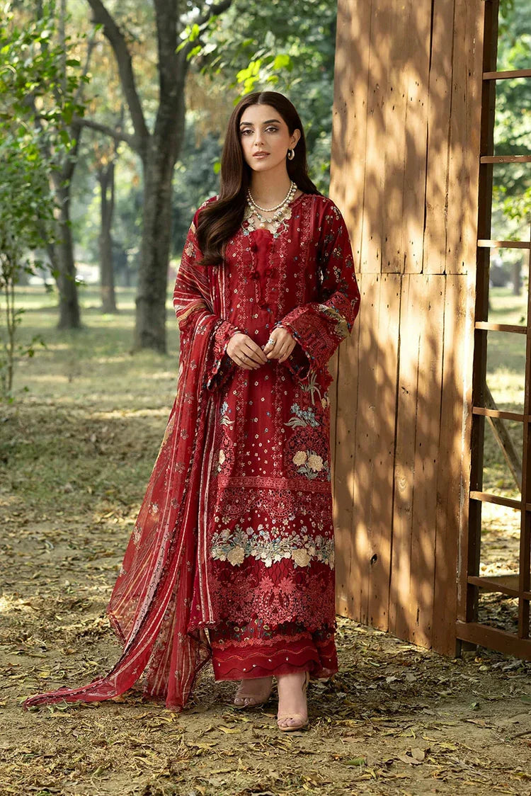 Elaf - Chikankari Prints With Chiffon Dupatta - ERC-1B MARJAAN - Unstitched