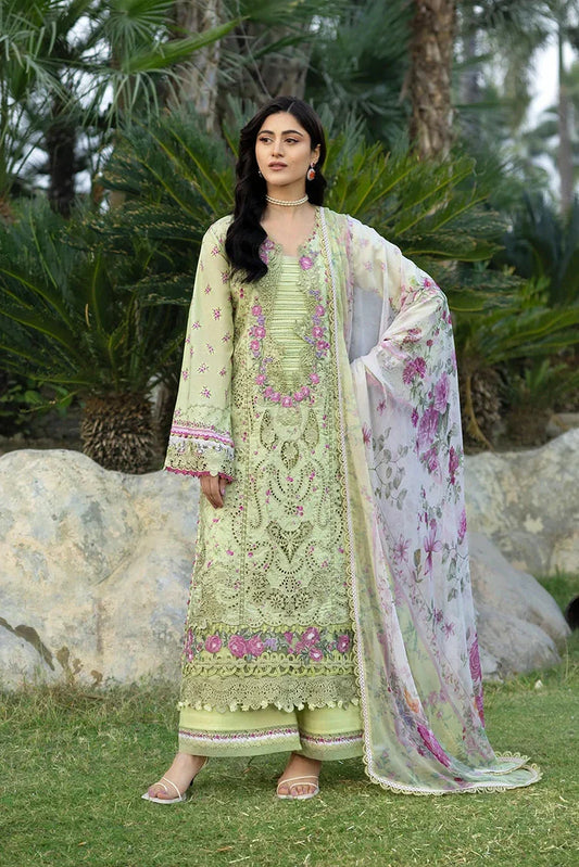 Elaf - Chikankari Prints With Chiffon Dupatta - ERC-2A HINA - Unstitched