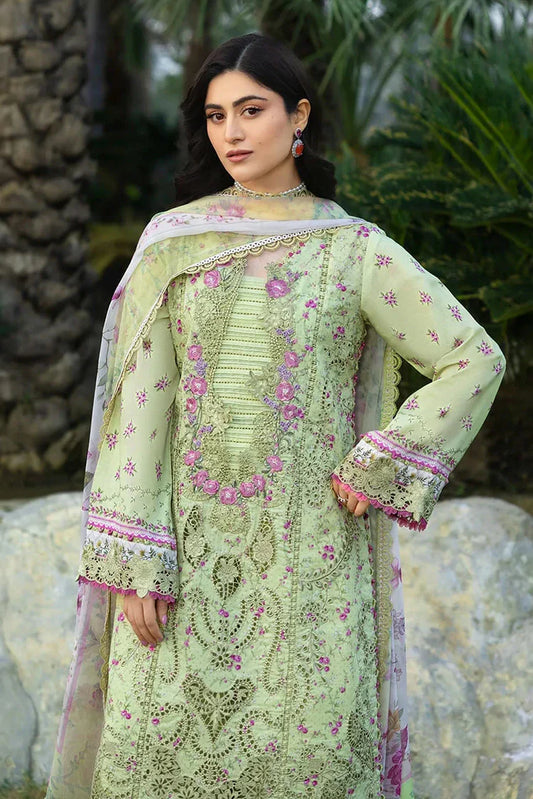 Elaf - Chikankari Prints With Chiffon Dupatta - ERC-2A HINA - Unstitched