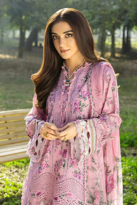 Elaf - Chikankari Prints With Chiffon Dupatta - ERC-3A MAN MAYAL - Unstitched