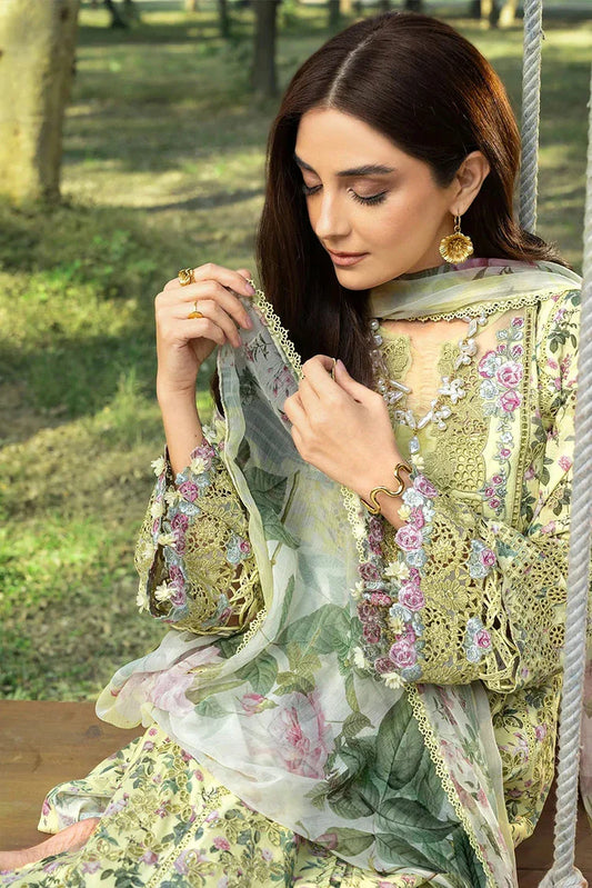 Elaf - Chikankari Prints With Chiffon Dupatta - ERC-6A EYRA - Unstitched