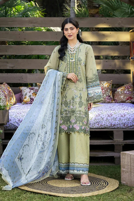 Elaf - Chikankari Prints With Chiffon Dupatta - ERC-8B MENAH - Unstitched