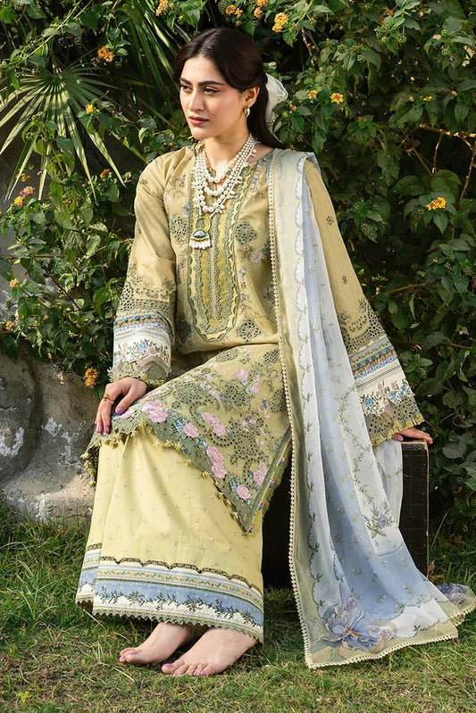 Elaf - Chikankari Prints With Chiffon Dupatta - ERC-8B MENAH - Unstitched