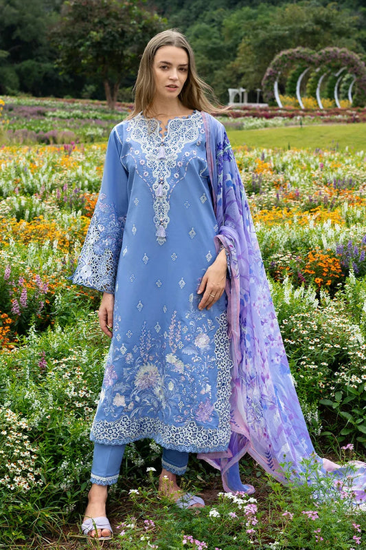 Mushq - Hemline The Secret Garden - 5A-Azure Bloom - Unstitched