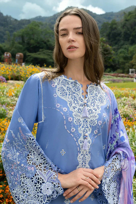 Mushq - Hemline The Secret Garden - 5A-Azure Bloom - Unstitched