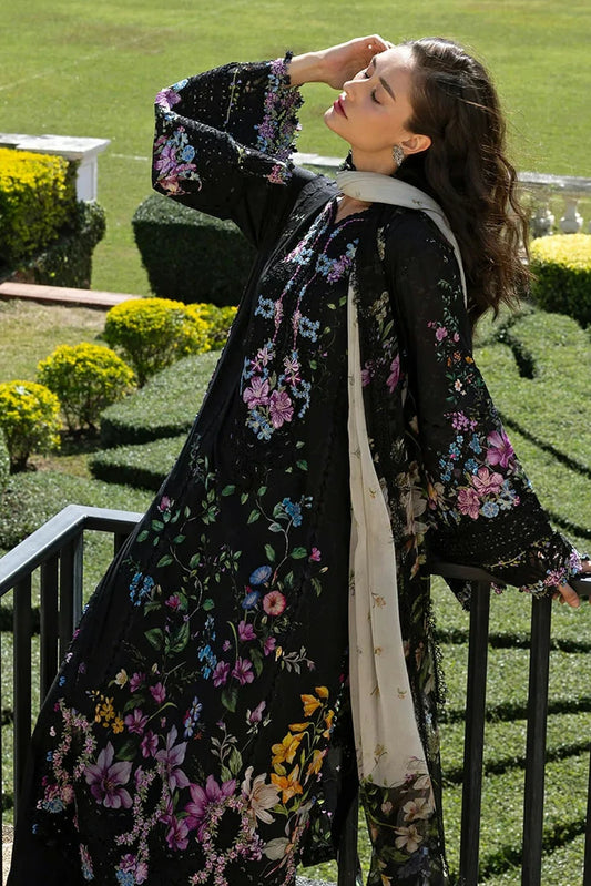 Elaf - Signature Florals Whispers Collection - ESA-1B BLACK THRONE - Unstitched