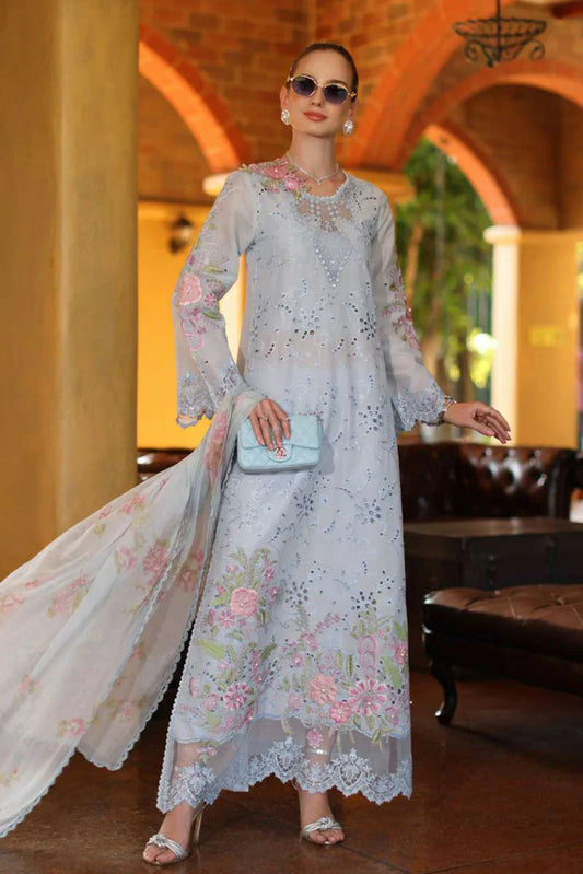 Noor by Saadia Asad - Noor Luxury Eid Handwork Schiffli Laserkari - D10B-Roselle - Unstitched