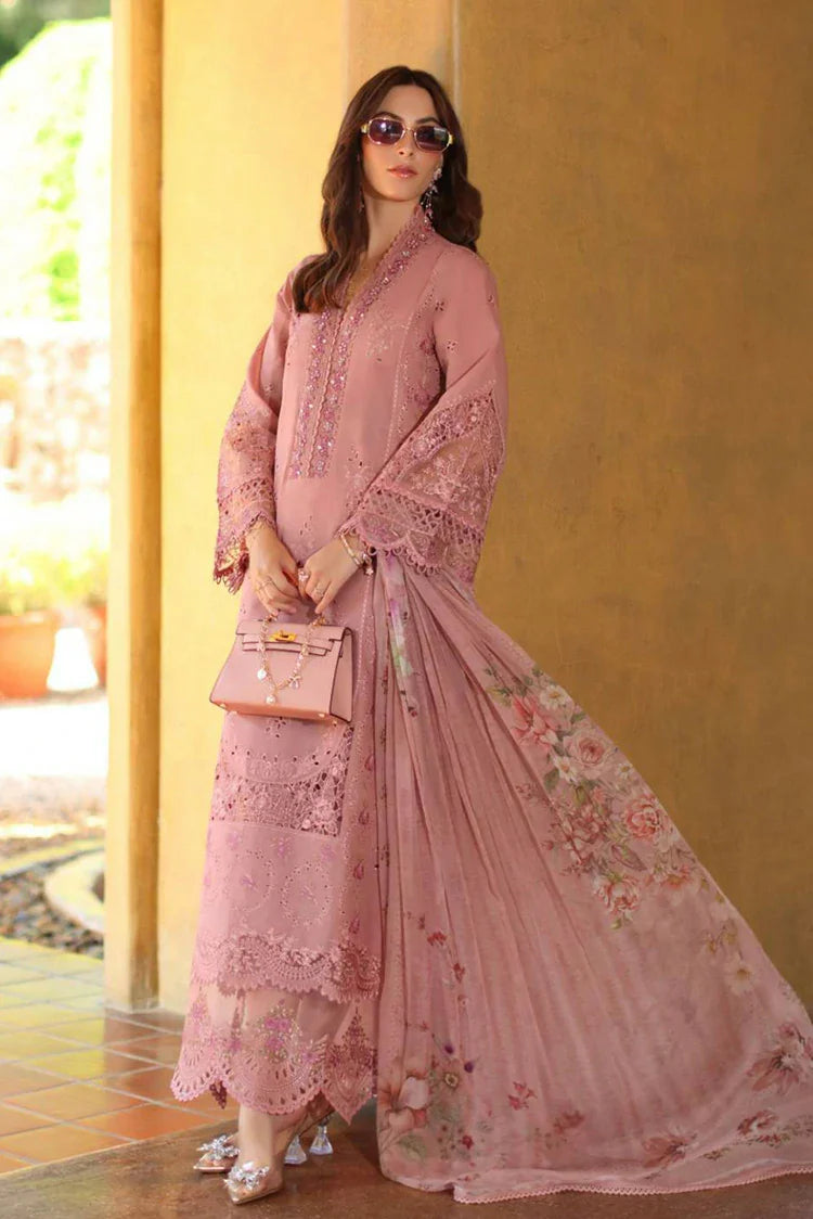Noor by Saadia Asad - Noor Luxury Eid Handwork Schiffli Laserkari - D3B-Mirelle - Unstitched