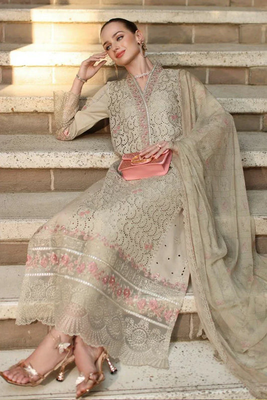 Noor by Saadia Asad - Noor Luxury Eid Handwork Schiffli Laserkari - D5A-Lunaria - Unstitched