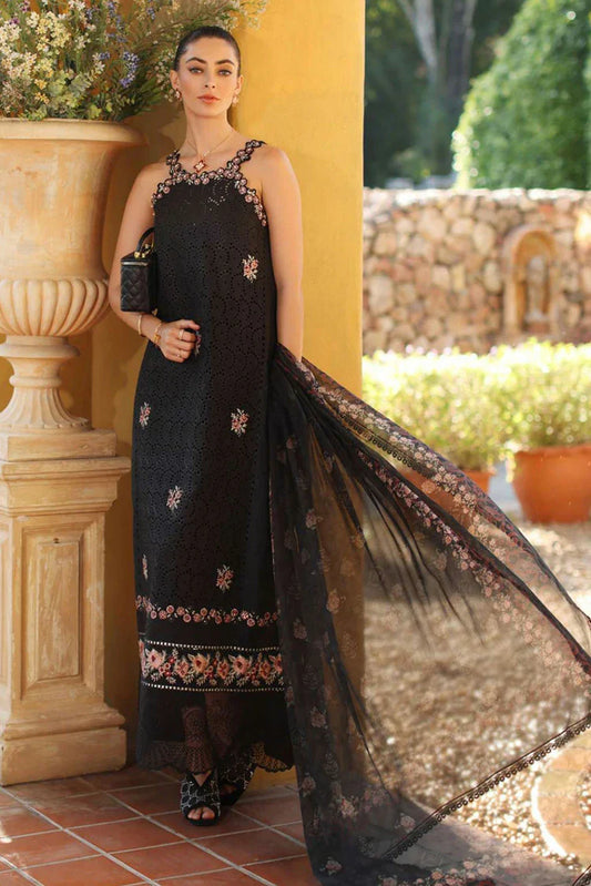 Noor by Saadia Asad - Noor Luxury Eid Handwork Schiffli Laserkari - D5B-Lunaria - Unstitched