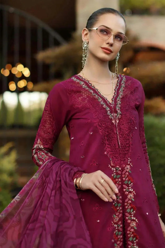 Noor by Saadia Asad - Noor Luxury Eid Handwork Schiffli Laserkari - D6A-Zelina - Unstitched