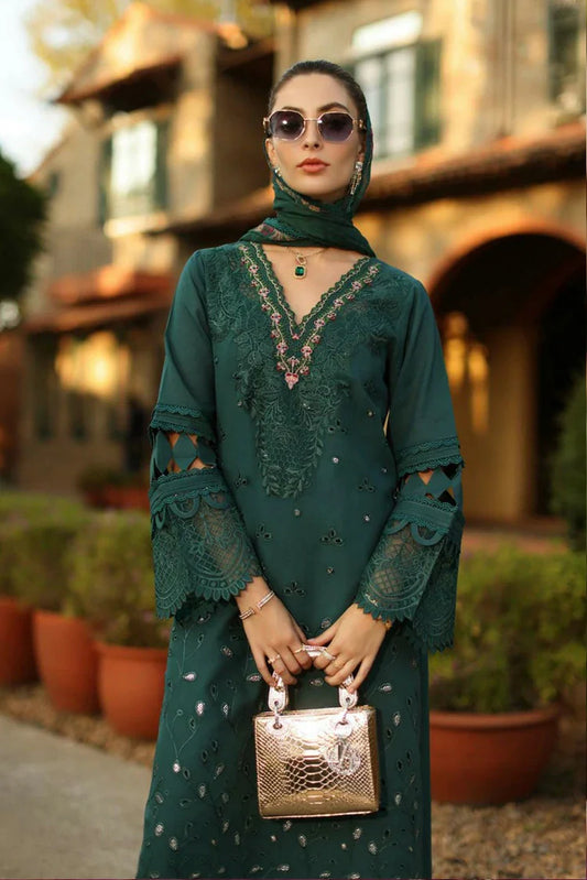 Noor by Saadia Asad - Noor Luxury Eid Handwork Schiffli Laserkari - D6B-Zelina - Unstitched