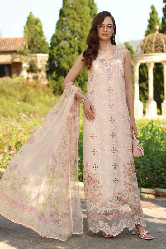 Noor by Saadia Asad - Noor Luxury Eid Handwork Schiffli Laserkari - D7A-Florine - Unstitched