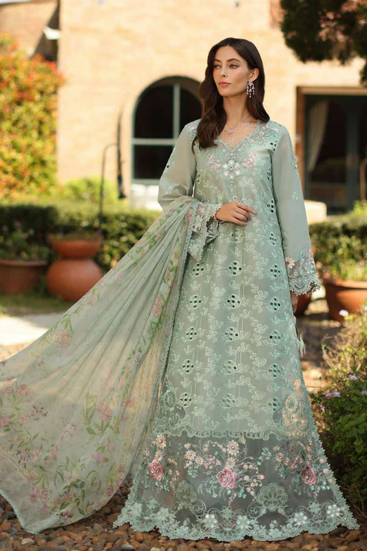 Noor by Saadia Asad - Noor Luxury Eid Handwork Schiffli Laserkari - D7B-Florine - Unstitched
