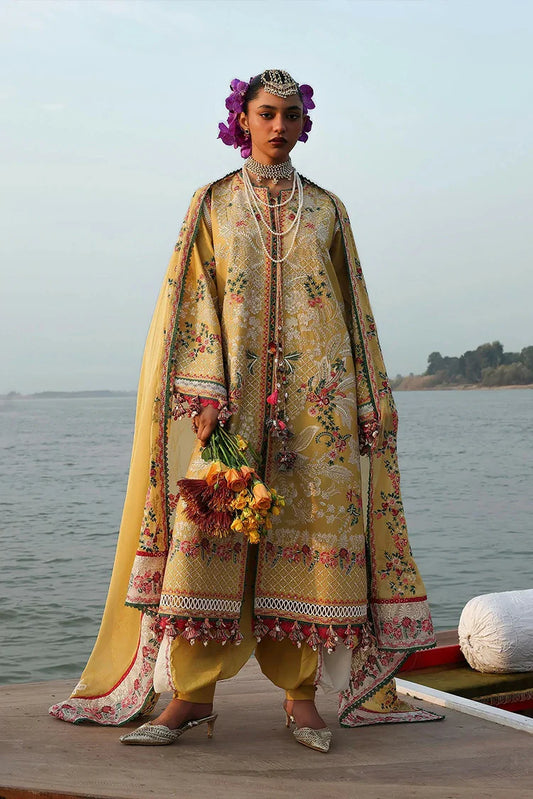Hussain Rehar - Kala Bagh Luxury Lawn Eid Edit - D-84-Ochre - Unstitched
