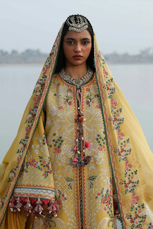 Hussain Rehar - Kala Bagh Luxury Lawn Eid Edit - D-84-Ochre - Unstitched