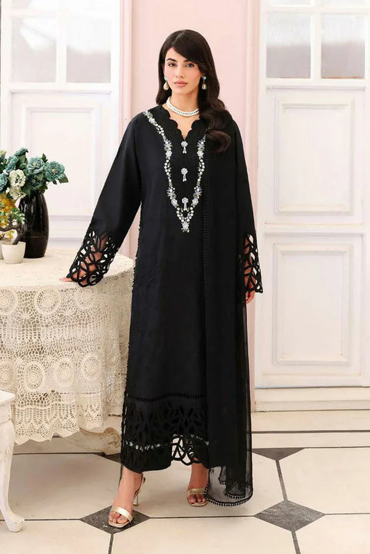 Roheenaz - Veil of Summer Luxury Lawn - 04 Black Lace - Unstitched
