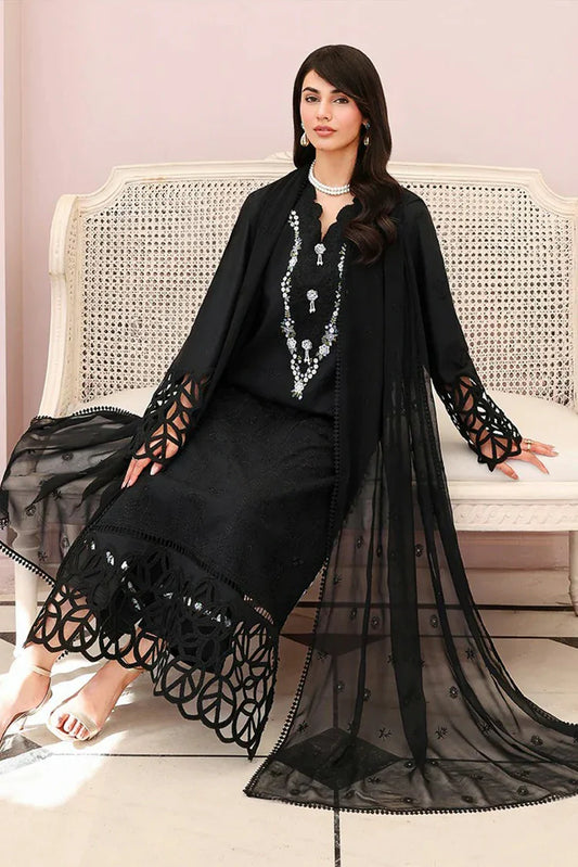 Roheenaz - Veil of Summer Luxury Lawn - 04 Black Lace - Unstitched