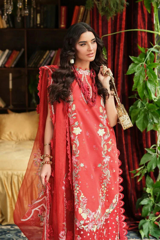 Maryam Hussain - A Floral Tale Lawn - L26-04-Crimson - Unstitched