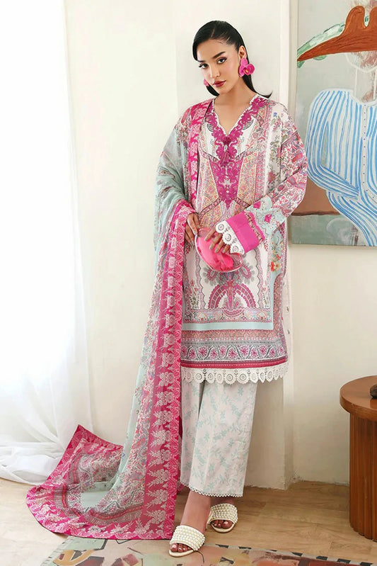 Roheenaz - Eclat Garden Printed Vol 4 - 10-Coral Hibiscus - Unstitched