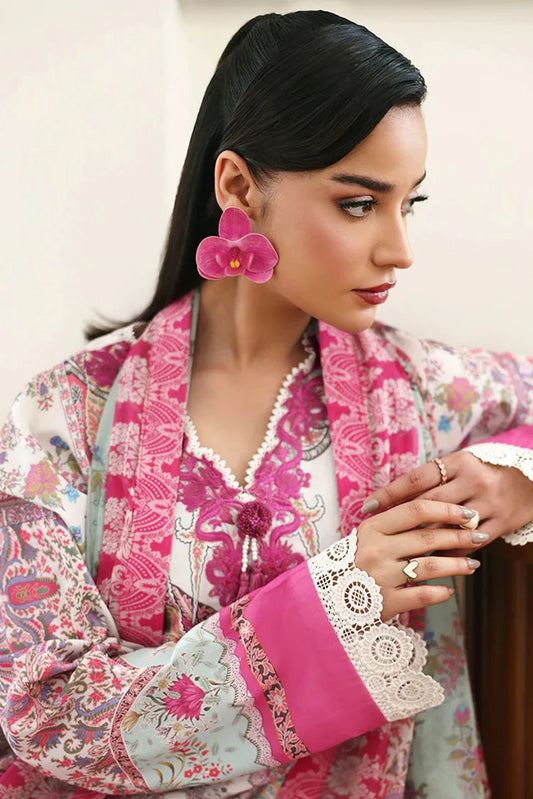 Roheenaz - Eclat Garden Printed Vol 4 - 10-Coral Hibiscus - Unstitched