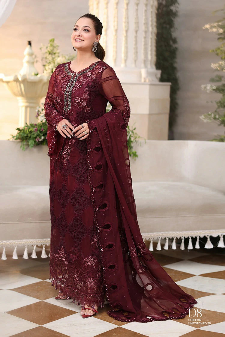 Maria B - Tea Affair Chiffon Collection - Design 08 - Unstitched